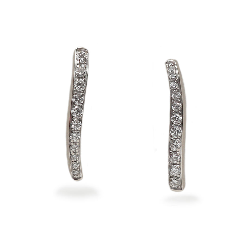 Outlet 18ct White Gold earrings grain set with diamonds