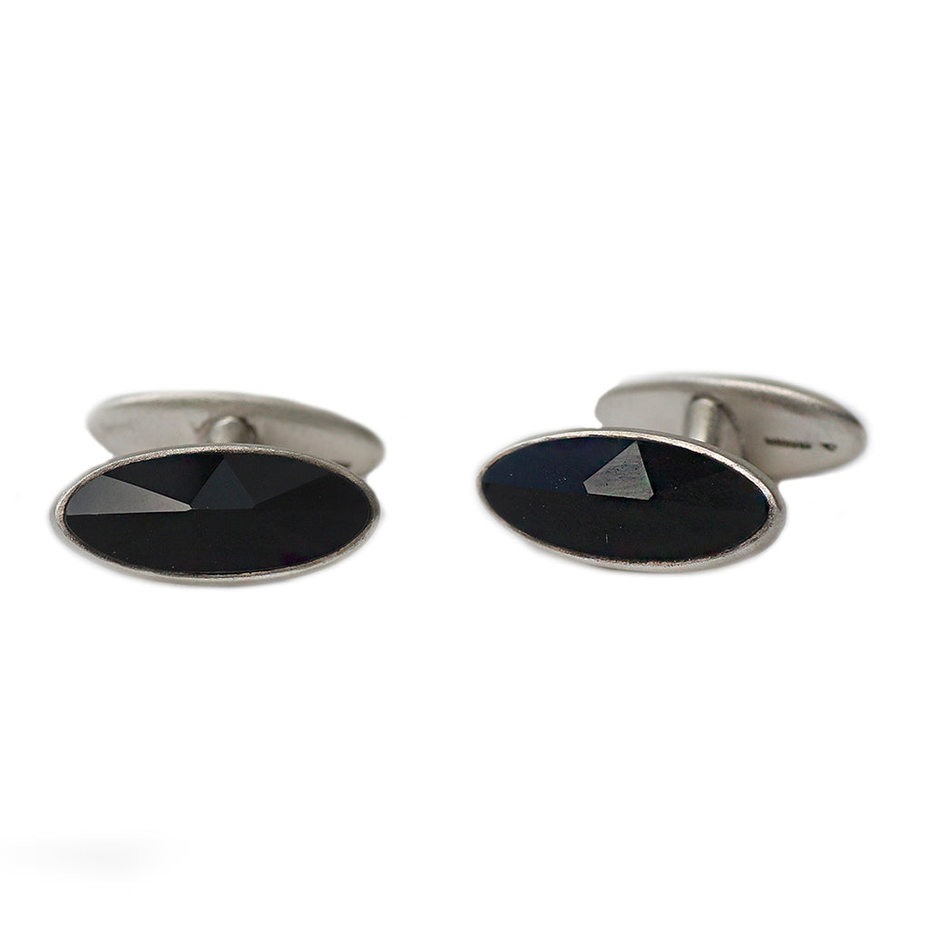 Outlet Annika Rutlin Silver and black onyx cufflinks