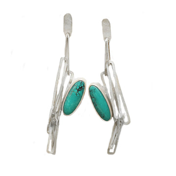 Outlet Chris Boland - Silver Drop Earrings with Turquoise