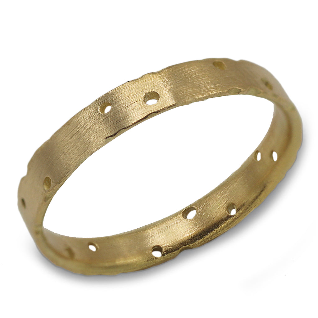 Outlet Kate Smith 18ct Yellow Gold Nibbled Edge Hole Pattern Ring