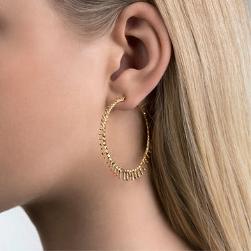 Aurum Large Spiky Hoop Earrings in Gold Plate