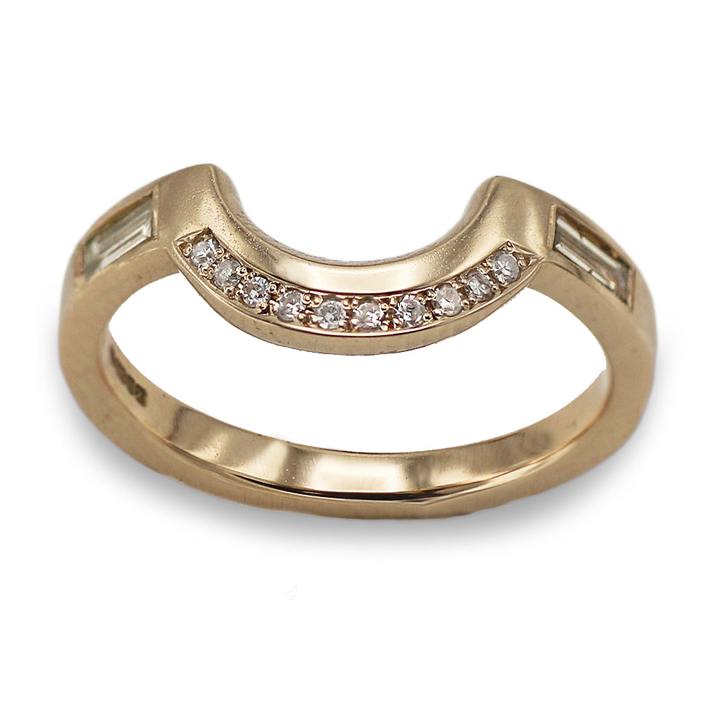 Bespoke - 14ct Yellow Gold Fitted Ring with Baguette Diamonds