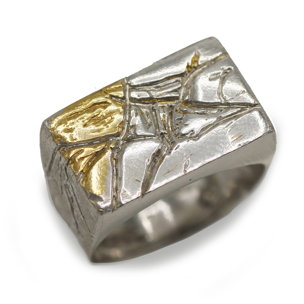 Angela Strachan Silver Keum-Boo Square Ring