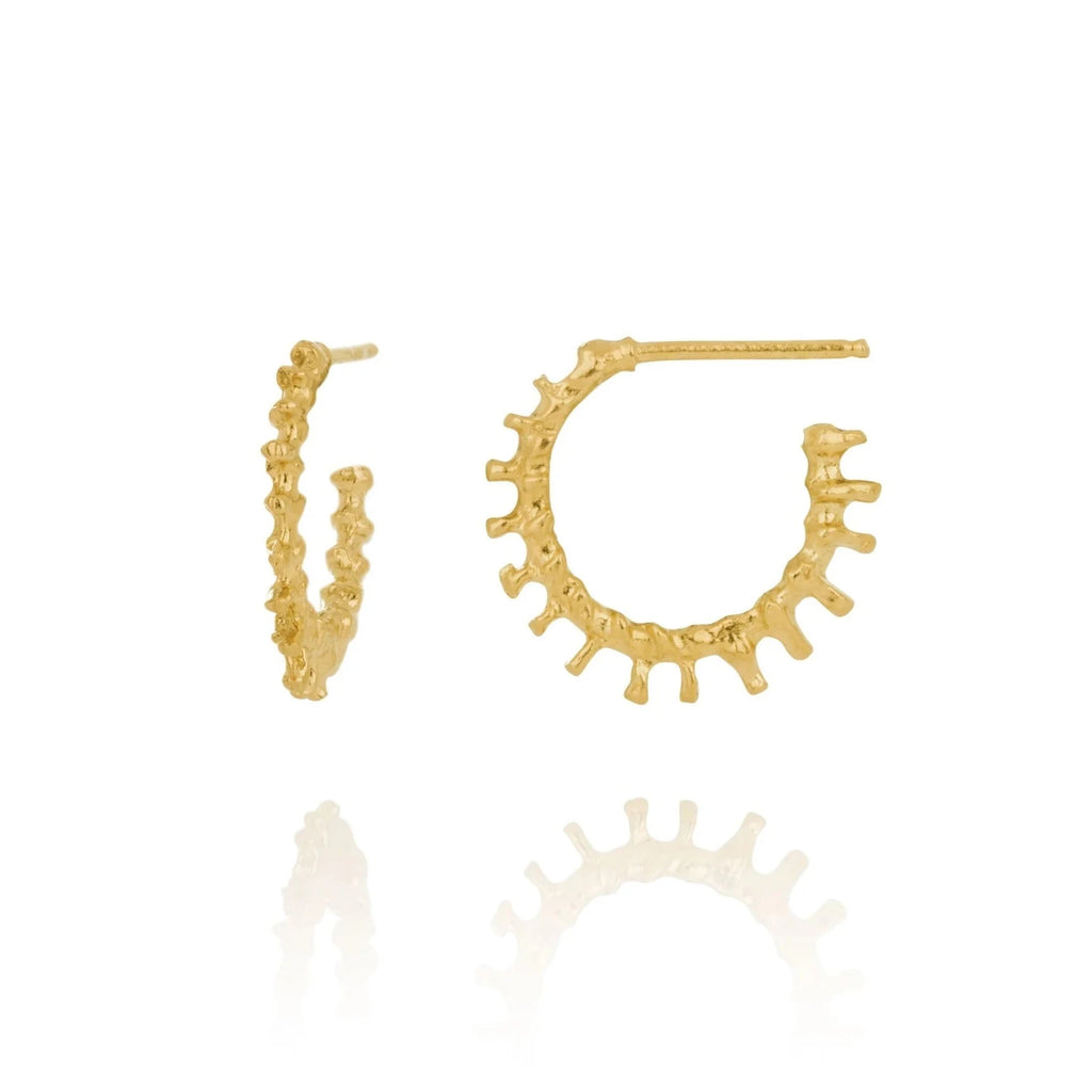 Aurum Small Spiky Hoop Earrings in Gold Plate