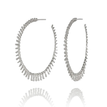 Aurum Large Spiky Hoop Earrings in Silver