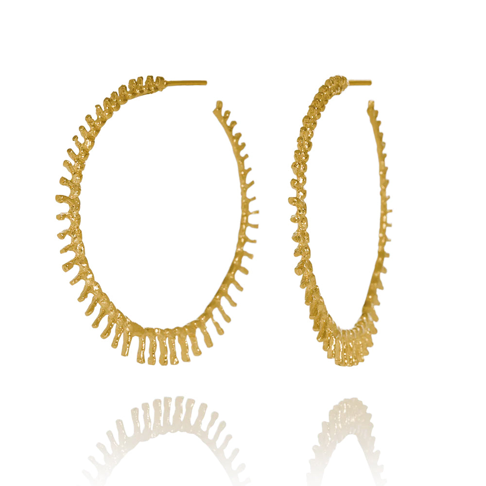 Aurum Large Spiky Hoop Earrings in Gold Plate