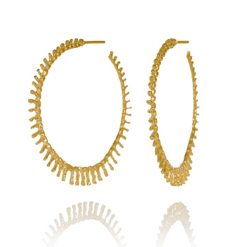 Aurum Large Spiky Hoop Earrings in Gold Plate