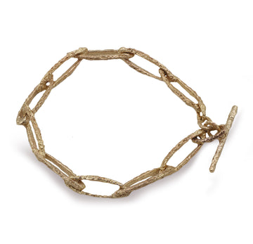 Textured Yellow Gold Link Bracelet