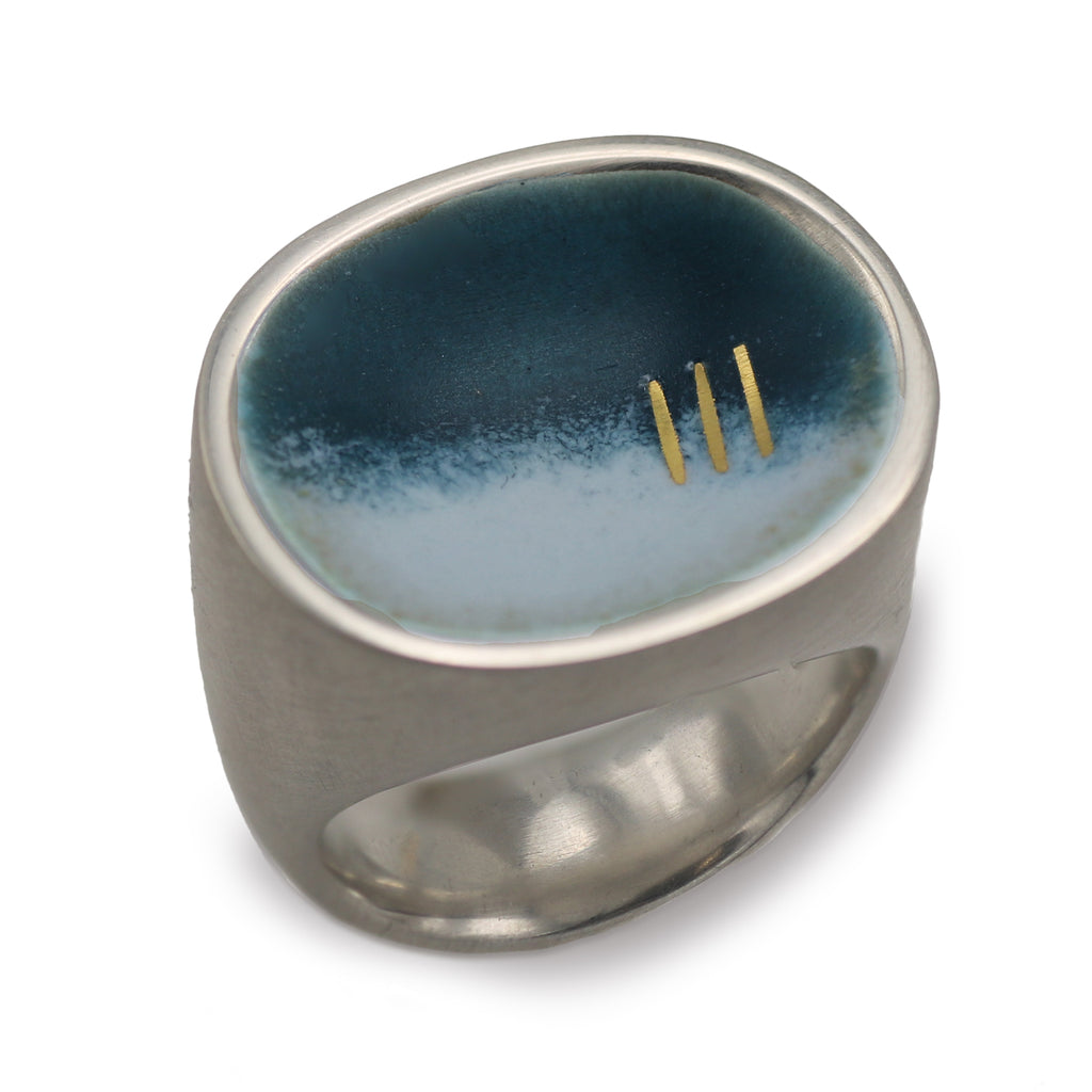 Emma Louise Wilson Silver Submerge Ring with Enamel