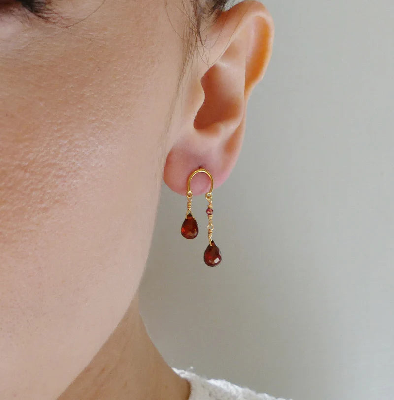 Mounir Garnet Briolette Drop Earrings