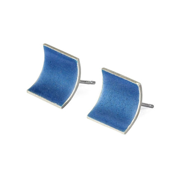Grace Girvan Blue Enamel Curve Silver Studs