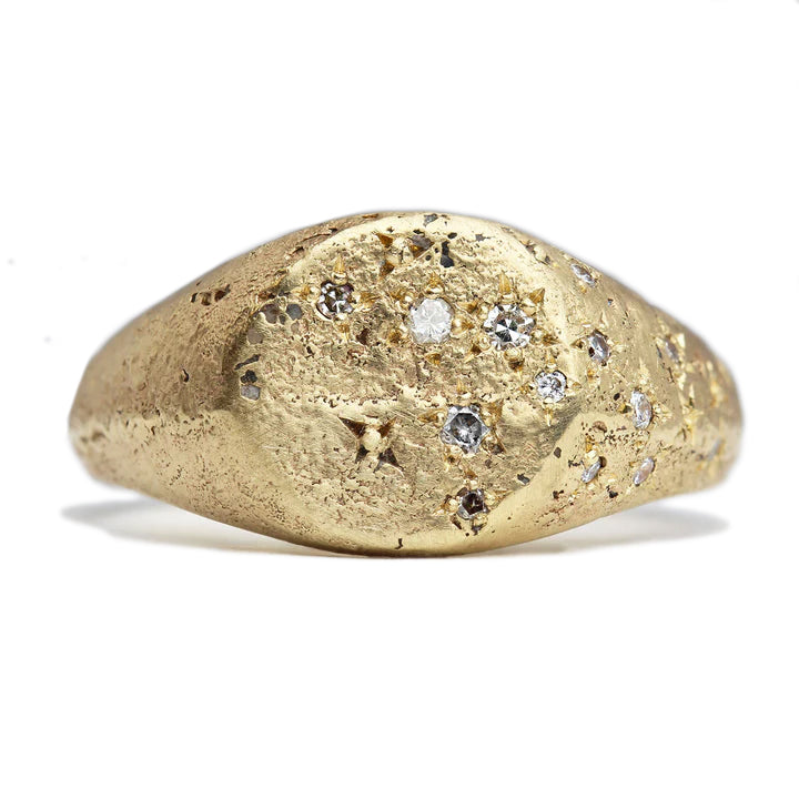 Justin Duance Diamond Signet Ring in Yellow Gold