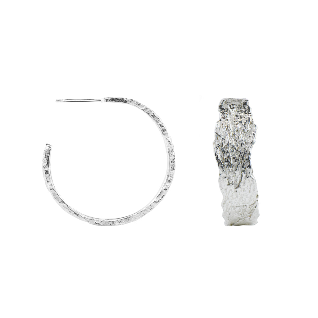 Issy White London Plane Silver Hoops