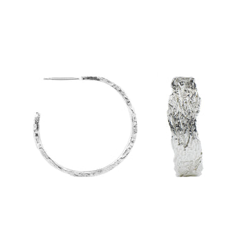 Issy White London Plane Silver Hoops