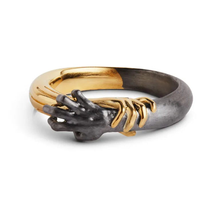 SOLD - Kasun London Touch No Evil Black and Gold Ring