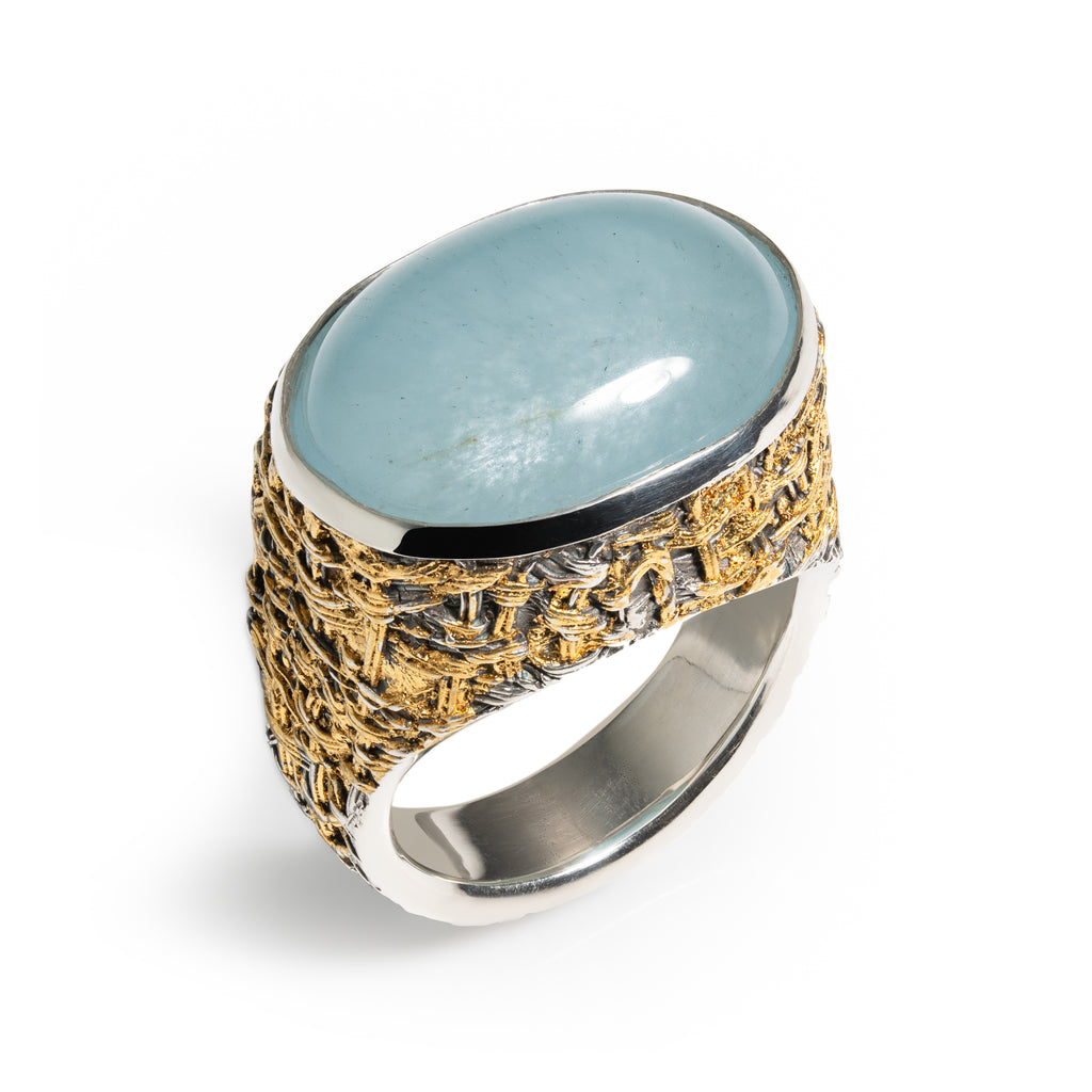 Megan Brown Woven Aquamarine Ring