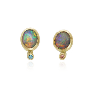 Rachel Jones Opal & Coloured Diamond Yellow Gold Earrings