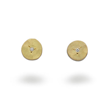 Natalie Jane Harris Mini Coin Disc Earrings with Diamonds