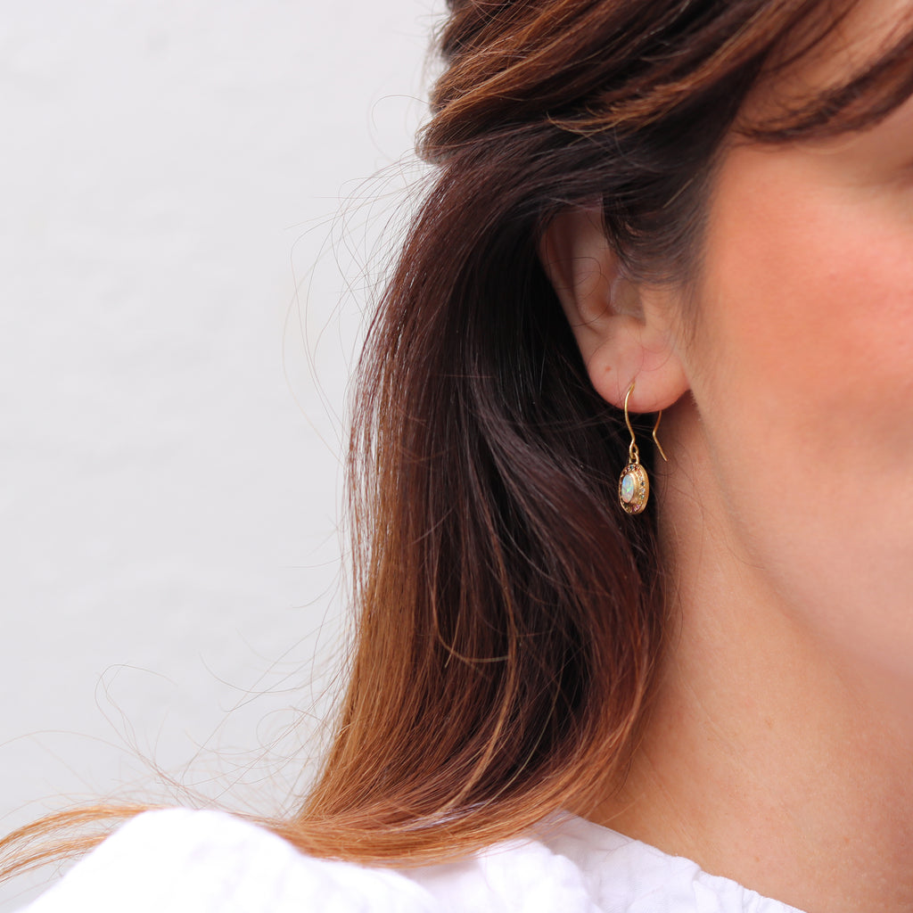 Rachel Jones Opal Spectrum Earrings with Rainbow Diamond Halo