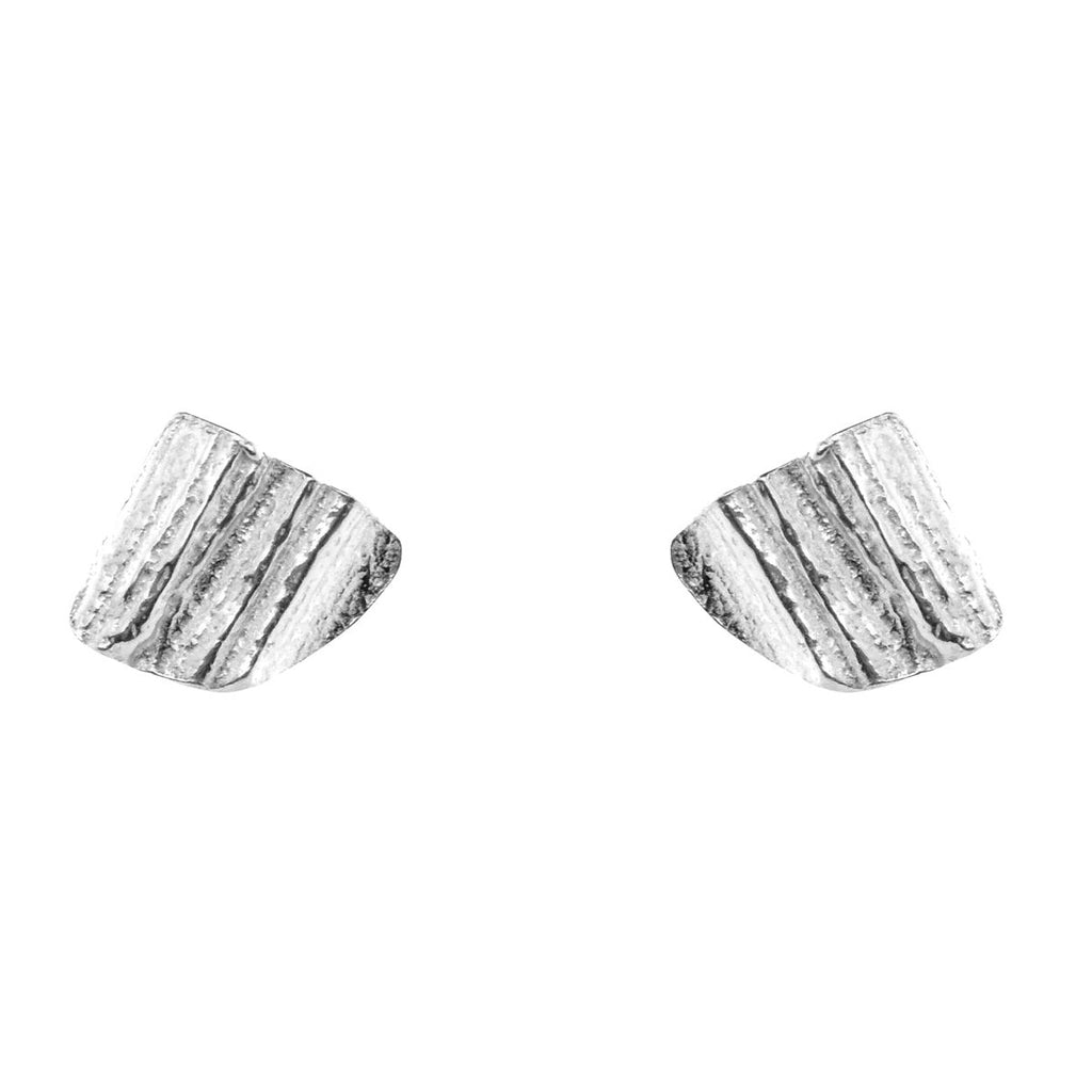 Issy White Lined Oak Triangle Silver studs