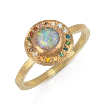 Rachel Jones Planet Opal & Rainbow Diamond Halo Ring