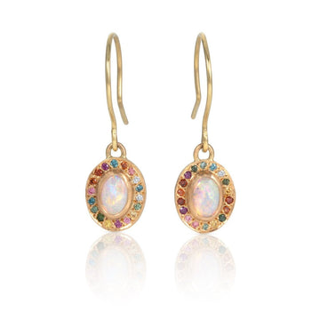 Rachel Jones Opal Spectrum Earrings with Rainbow Diamond Halo