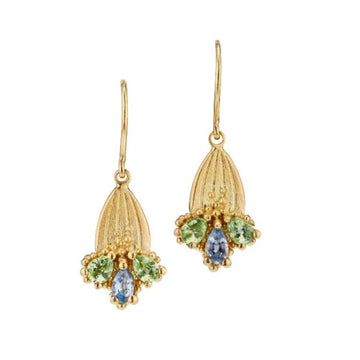 Hannah Bedford Yellow Gold Dewdrop Sapphire Earrings