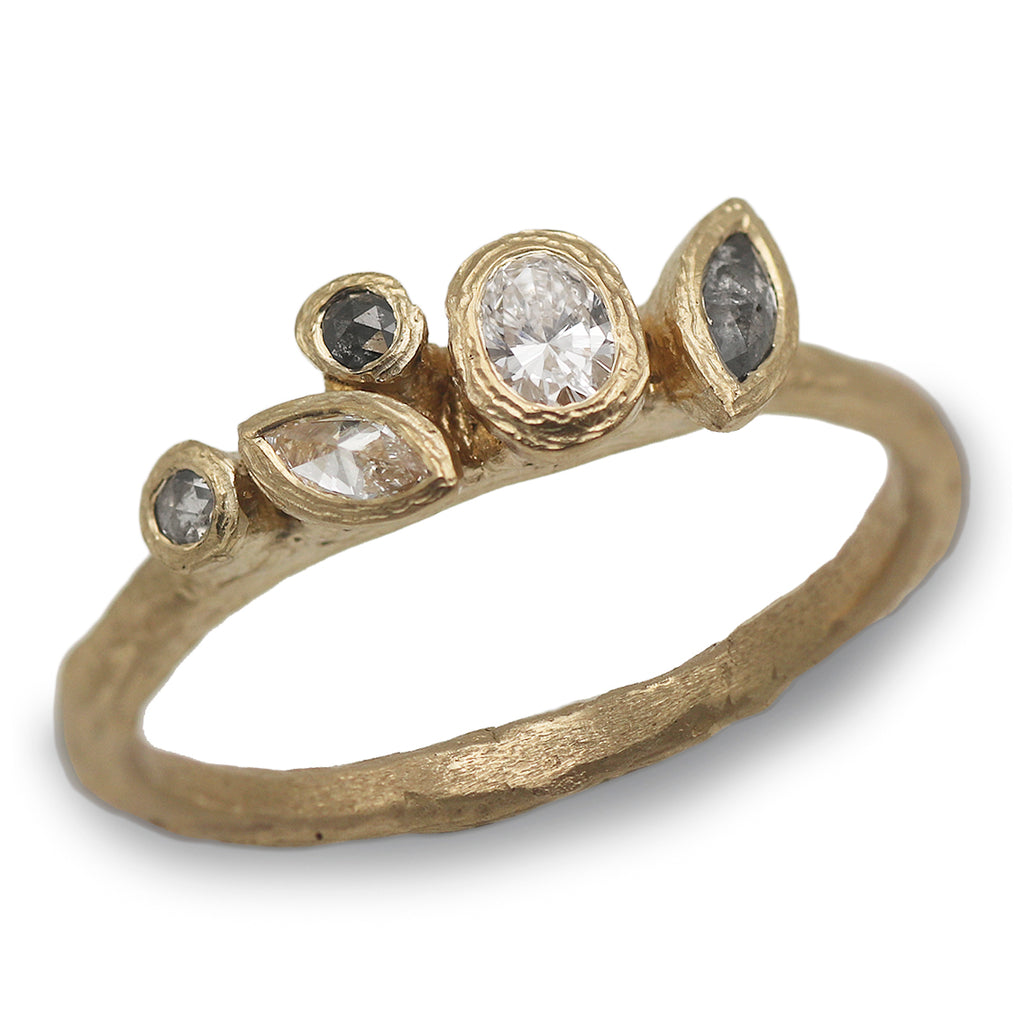 Bespoke - 9ct yellow gold with a mix-cut of diamonds