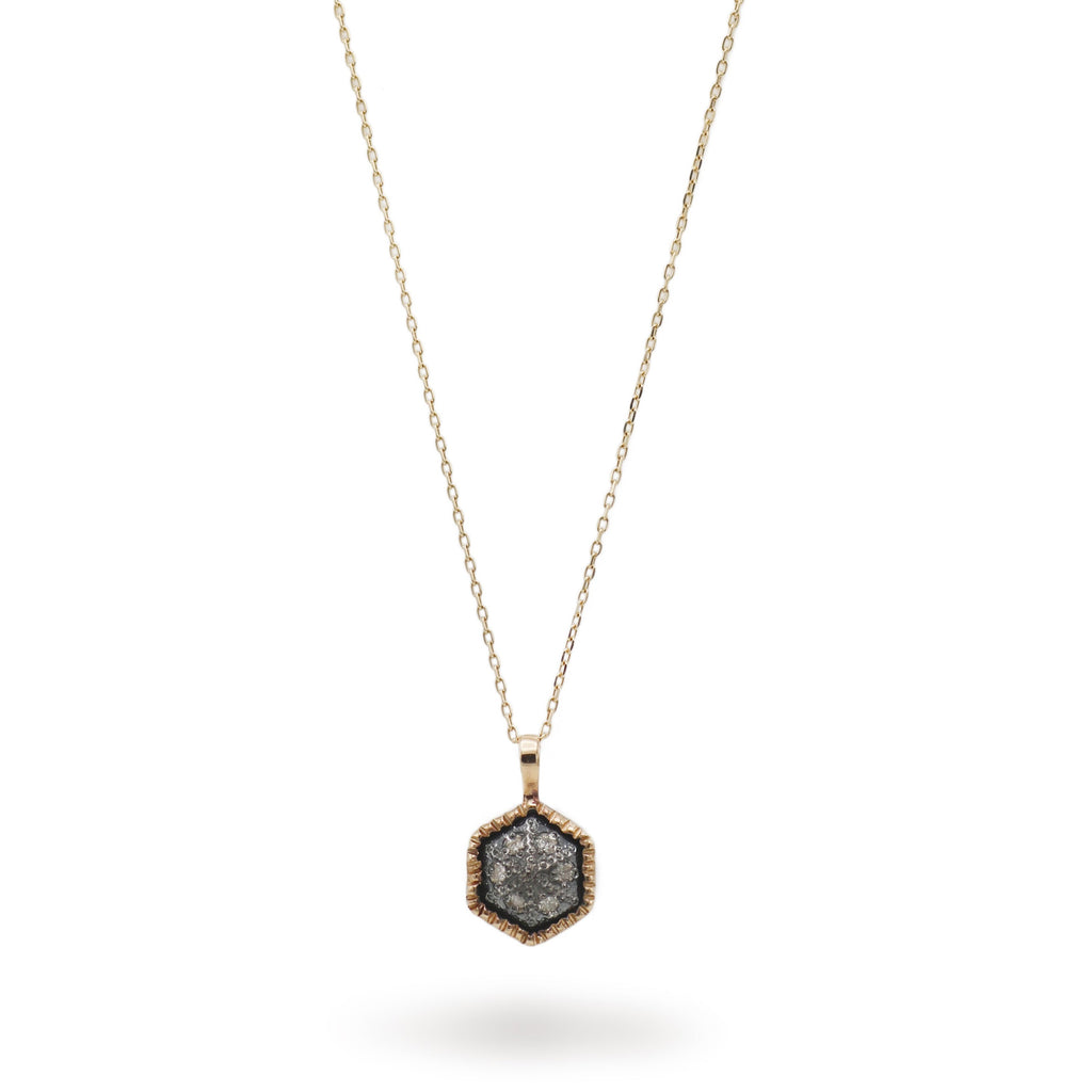 Rusty Thought Gold Hexagon Diamond Pendant