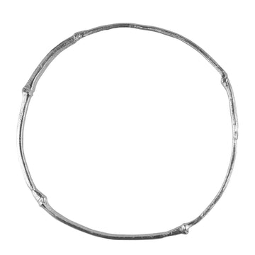 Issy White Silver Bamboo Bangle