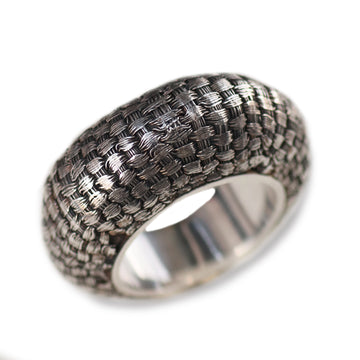 Megan Brown Silver Woven Bombe Ring