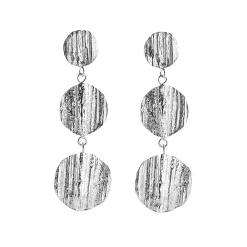 Issy White Triple Drop Silver Oak Earrings