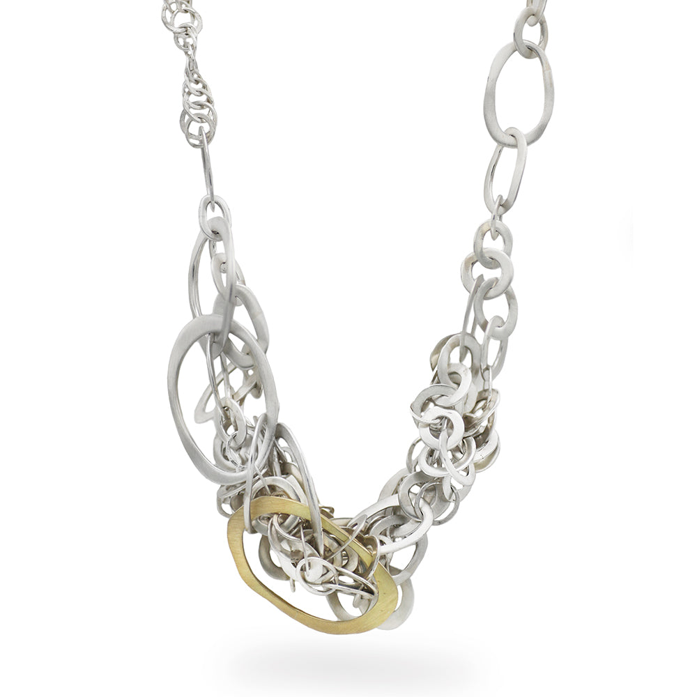 Catherine Tutt Silver Scribble Necklace with 18ct Gold Link