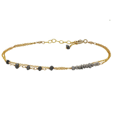 Mounir Gold Plated Raw Diamond Bead Bracelet