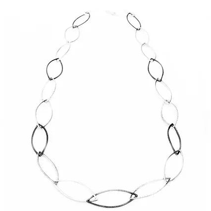 Gerlinde Huth Long Silver Duotex Leaf Necklace