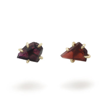 Variance Objects Garnet Yellow Gold Ear Studs