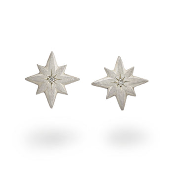 Natalie Jane Harris Silver Star Studs with Diamonds