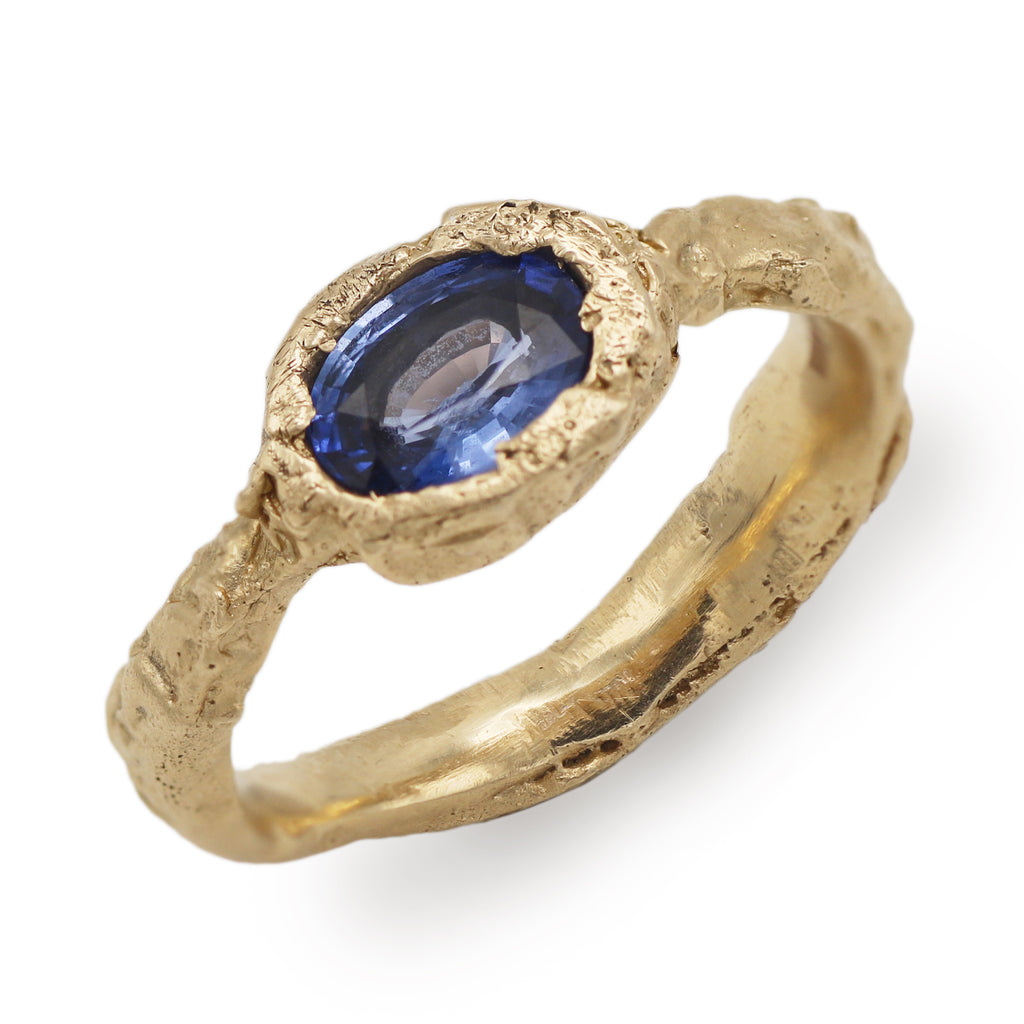 Ania Wawrzkowicz Sapphire Signet Ring in Yellow Gold