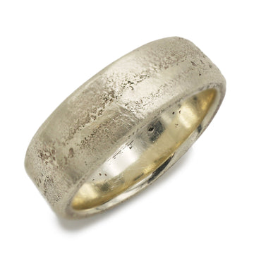 Justin Duance Mens Wide White Gold Sandcast Ring