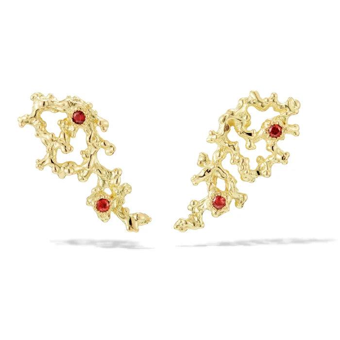 Clio Saskia Coral Drop Earrings with Garnets
