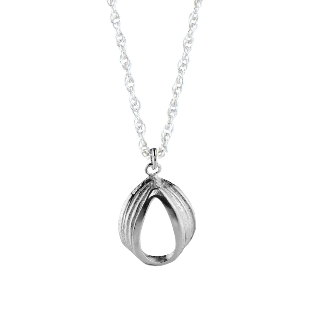 Issy White Silver Oak Pear Pendant