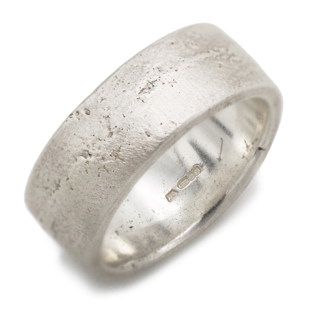 Justin Duance Mens Wide Silver Sandcast Ring