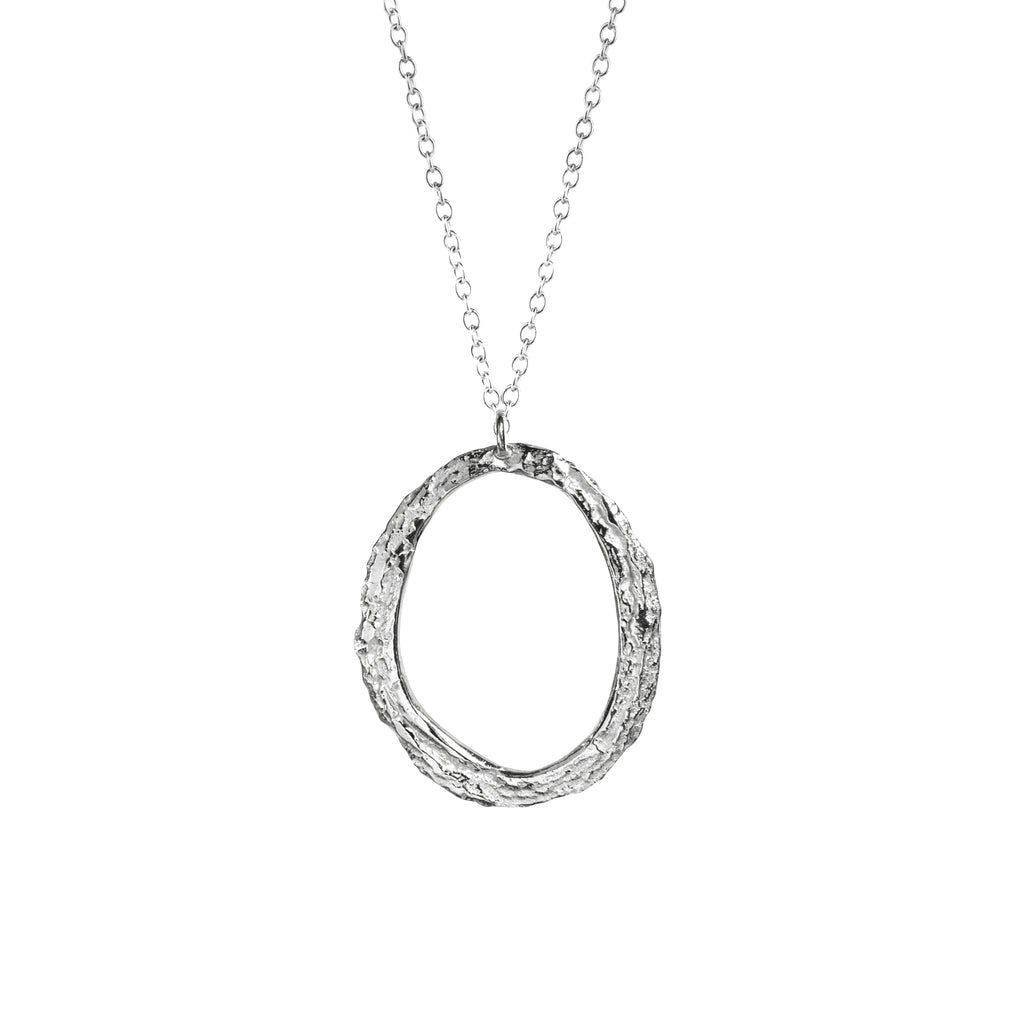 Issy White Silver London Plane Hoop Necklace