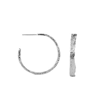 Issy White Skinny London Plane Silver Hoops