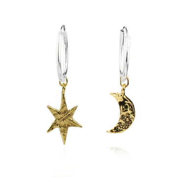 Momocreatura North Star and Moon Hoop Earrings