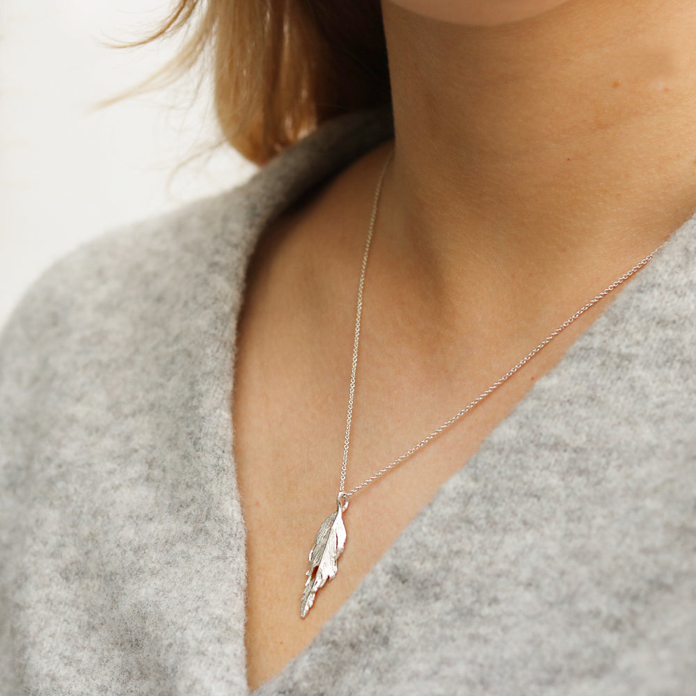 Aurum Silver Falcon Feather Necklace