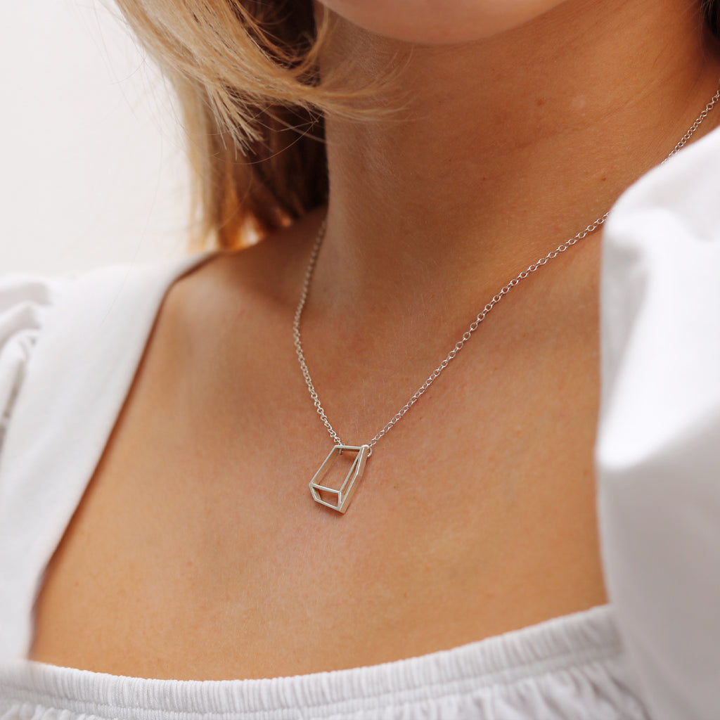 Shimell & Madden Silver Cuboid Necklace