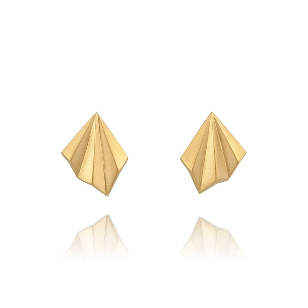 Alice Barnes Gold Vermeil Pleated Stud Earrings