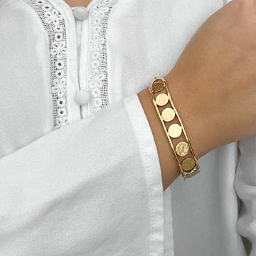 Cara Tonkin Paillette Gold Plate Disc & Bead Bracelet