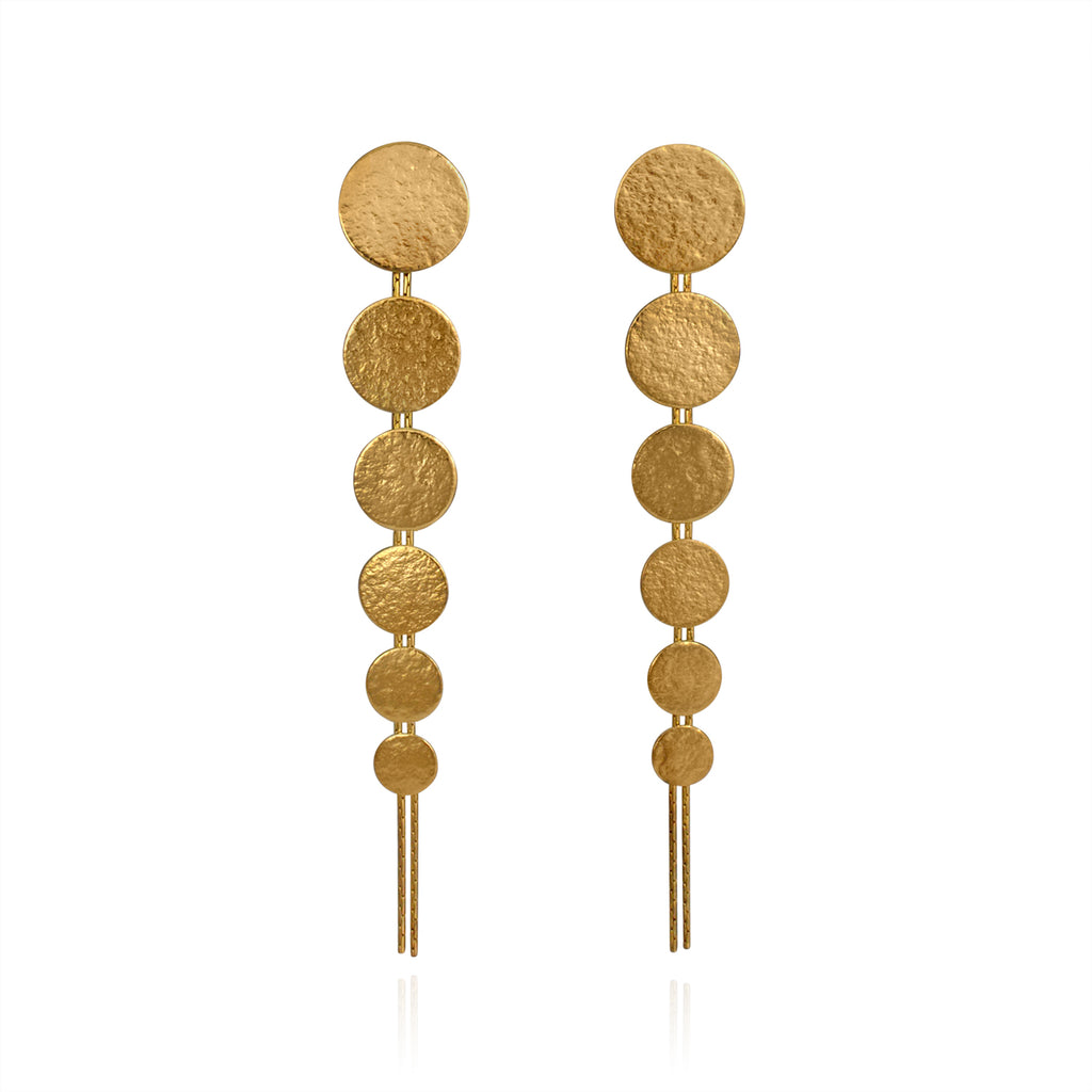 Cara Tonkin Paillette Gold Plate Large Drop Earrings